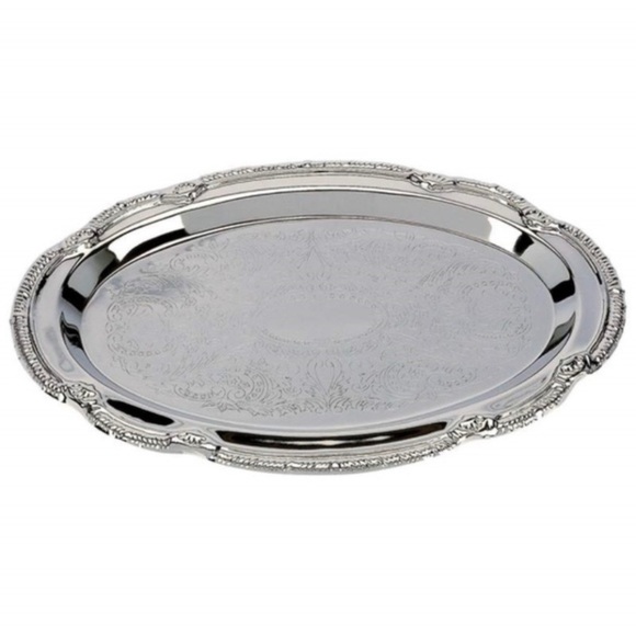 NWT SterlingCraft oval etched serving tray - Picture 1 of 9